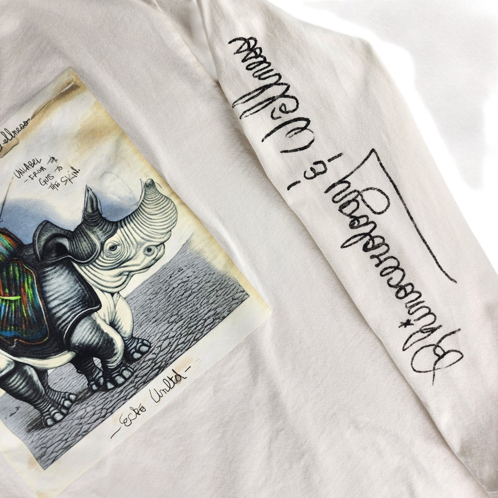 Ecko Unltd Dear1993.art 30th Anniversary LS Tee Mens XL Rhino Graphic White
